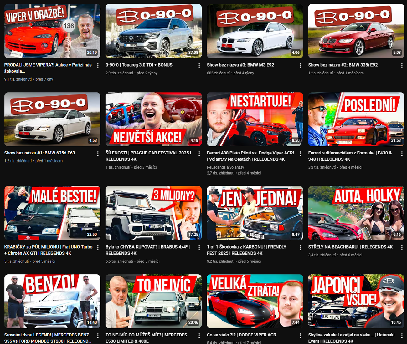 Relegends YouTube layout - po nás